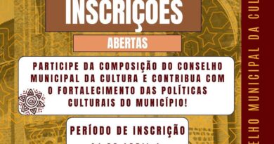 Chamamento público com inscrições abertas para composição do Conselho Municipal da Cultura de Porto Nacional
